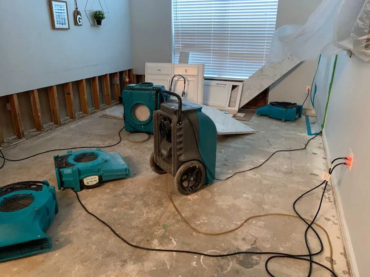 Dehumidifier in flood-cut room for Water Damage Restoration in Lower Pottsgrove